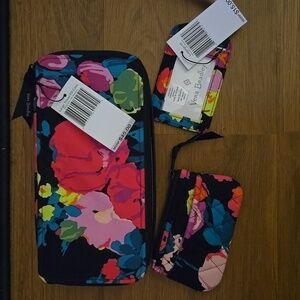 Vera Bradley 3 Piece Set Large Travel Pill Case Luggage ID Tag & Coin Purse NEW